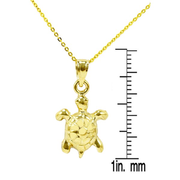 14K Yellow Gold Turtles Pendant on an Adjustable 14K Yellow Gold Chain Necklace