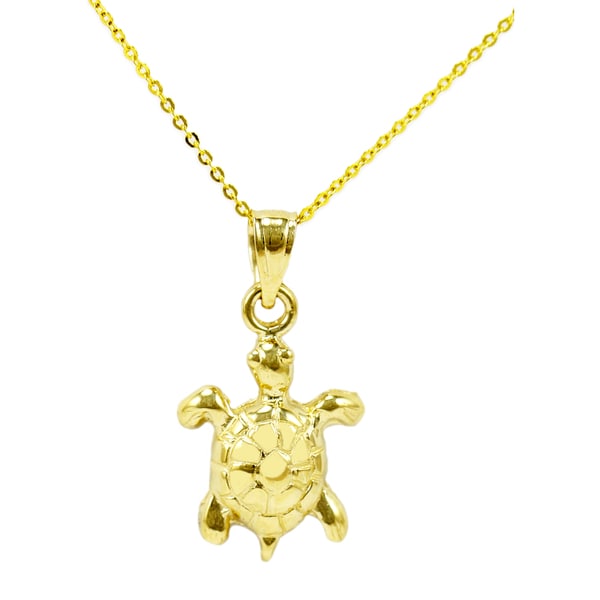 14k Yellow Gold Sea Turtle Necklace - 17407345 - Overstock.com Shopping ...