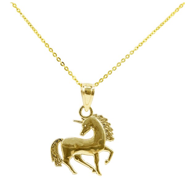 Shop 14k Yellow Gold Unicorn Necklace Overstock 10293148