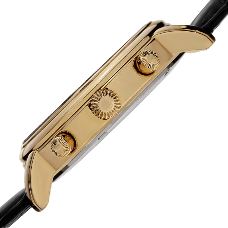 Akribos XXIV Men's Swiss Quartz Chronograph Leather Gold-Tone Bracelet Watch - Gold