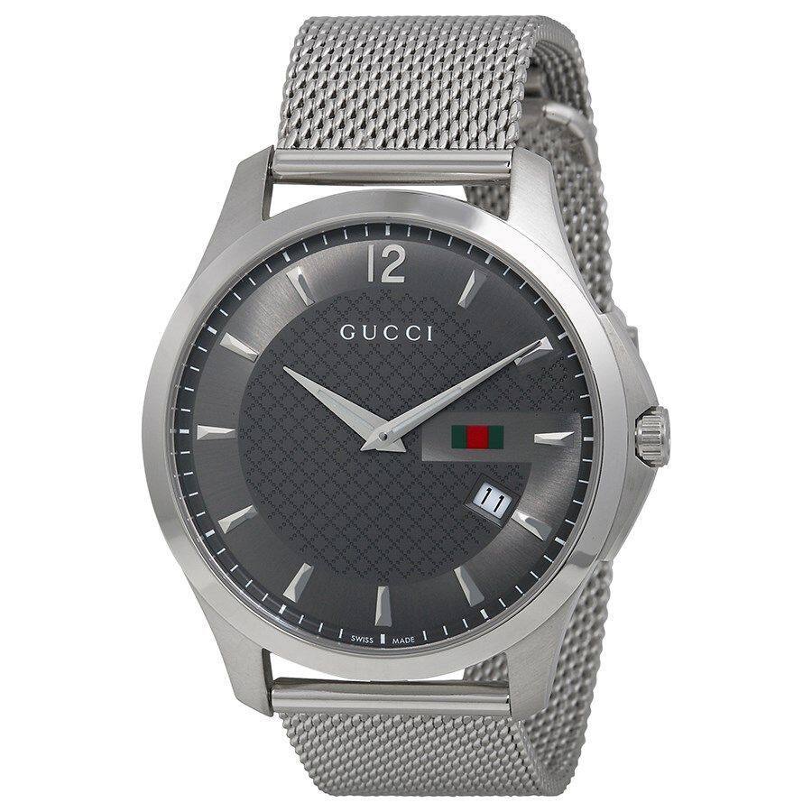 Gucci Men's YA126315 G-Timeless Round Silvertone Mesh Bracelet Watch