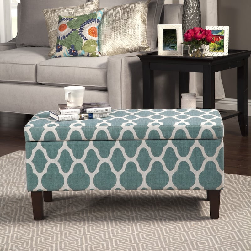 Porch & Den Prospect Decorative Storage Bench - Teal and Cream