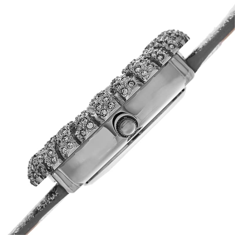 Burgi Women's Holiday-Style Quartz Sparkling Leather Grey Strap Watch
