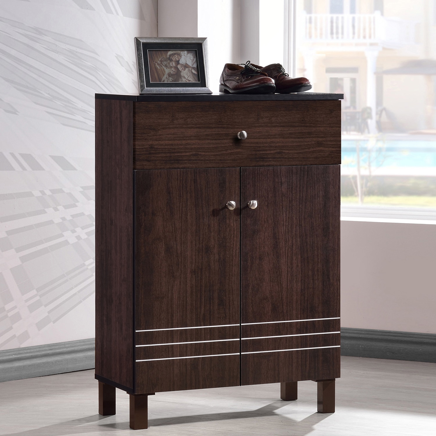 Baxton Studio Riker Contemporary Wenge Shoe Cabinet Bed Bath