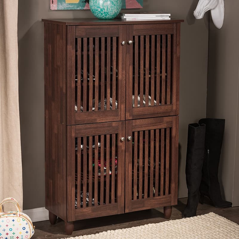 Copper Grove Angelina Dark Brown Shoe Cabinet With 4 Doors