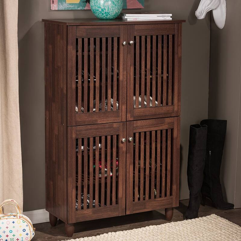Copper Grove Angelina Dark Brown Shoe Cabinet With 4 Doors