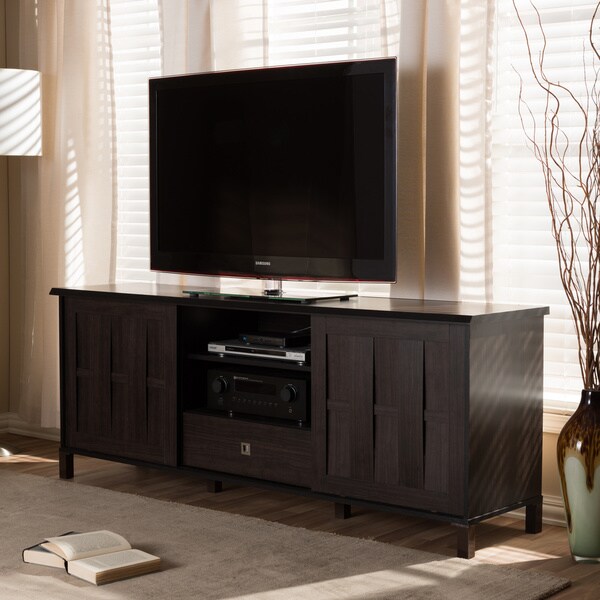 shop baxton studio tapp contemporary 70-inch dark brown wood tv