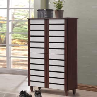 Baxton Studio Sasaki Contemporary Oak and White 2-tone Shoe