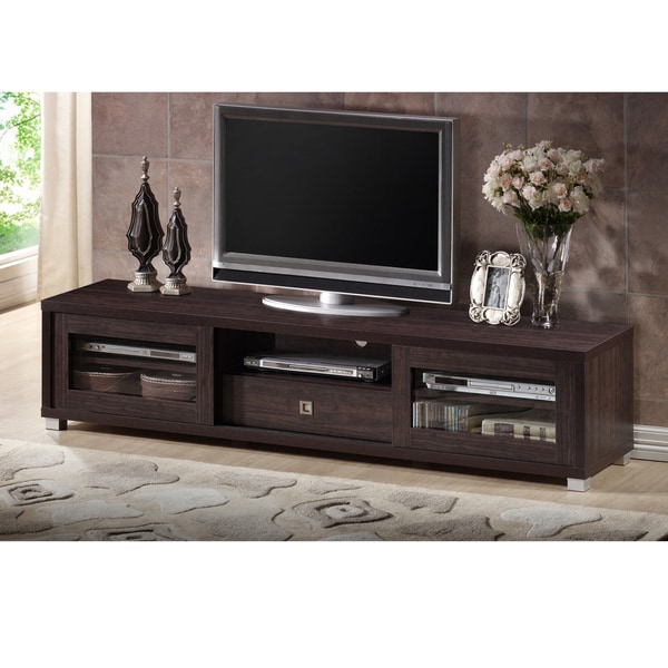 Baxton Studio Tooms Contemporary 70 Inch Dark Brown TV Cabinet with 2 Sliding Doors and 1 Drawer f64e509c 0425 430d b20f 1c1c66d05154_600