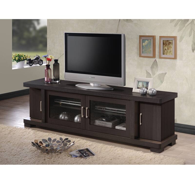 Porch & Den Kittery 70-inch Greyish Dark Brown Wood TV Cabinet