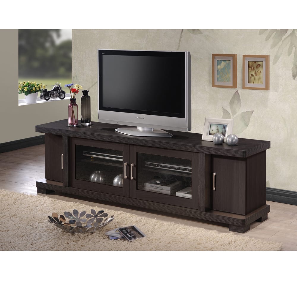 Porch & Den Kittery 70-inch Greyish Dark Brown Wood TV Cabinet