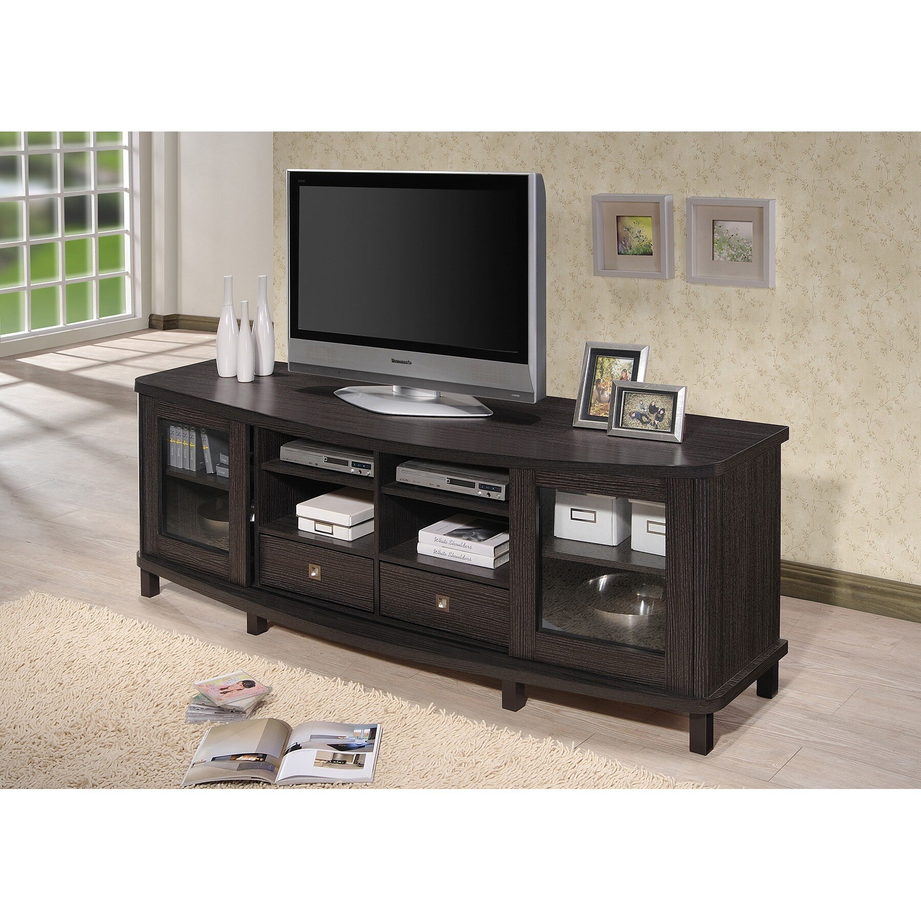 Baxton Studio Udder Contemporary 70 Inch Dark Brown Wood Tv Baxton Studio Udder Contemporary 70 Inch Dark Brown Wood Tv Cabinet With 2 Sliding Doors