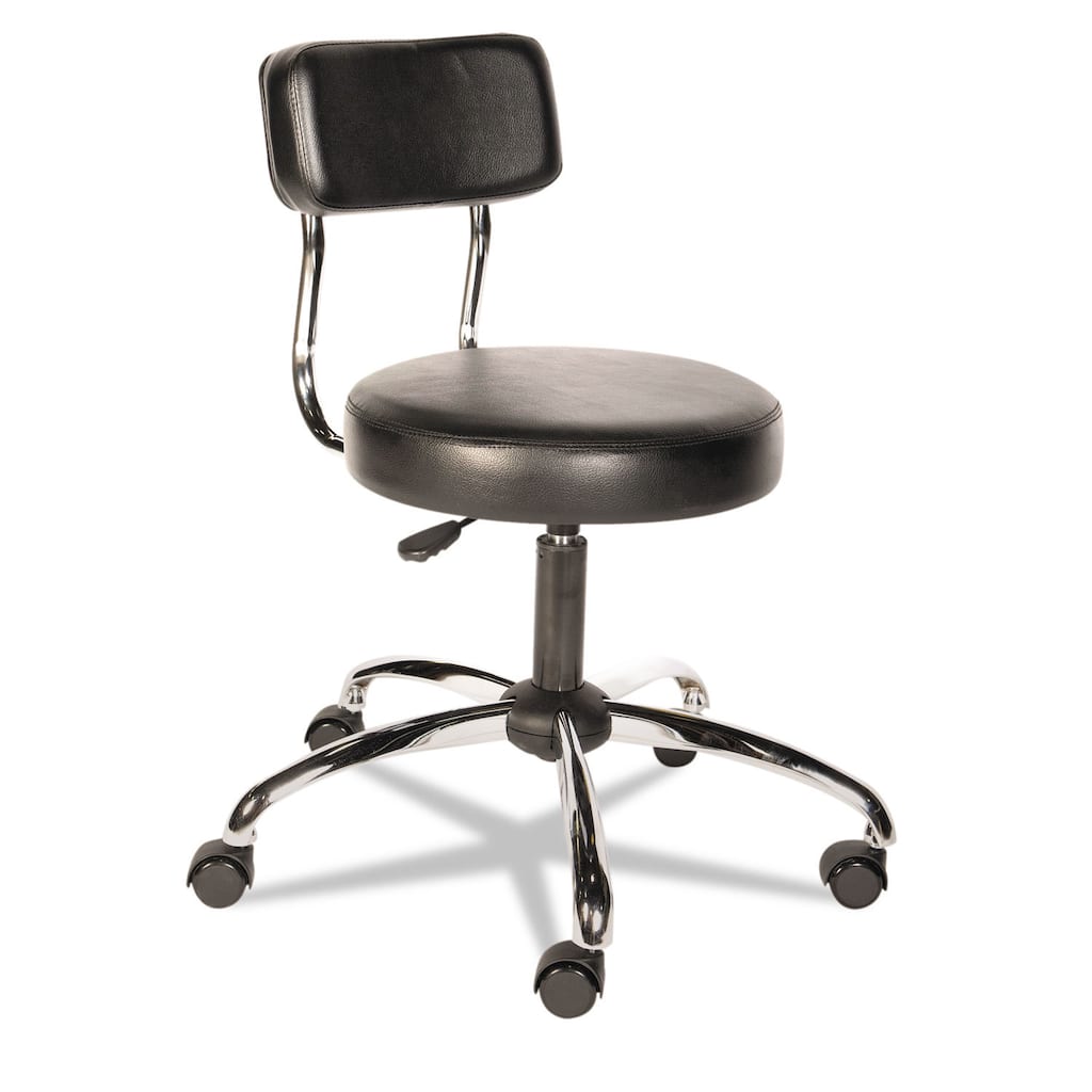 Alera Plus HL Series Black Height-Adjustable Stool with Back