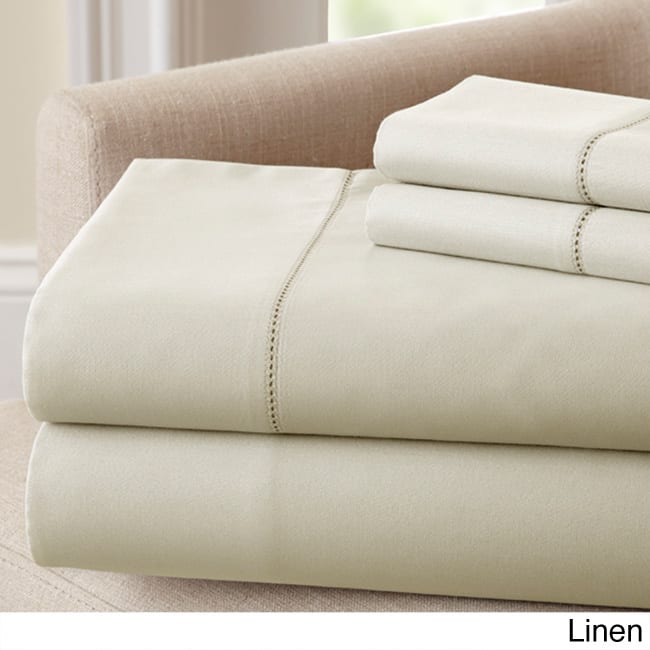 Amraupur Overseas 400 Thread Count 100-percent Cotton 4-piece Sheet Set with Single Hemstitch