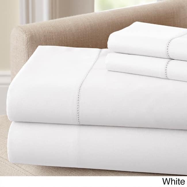 Amraupur Overseas 400 Thread Count 100-percent Cotton 4-piece Sheet Set with Single Hemstitch