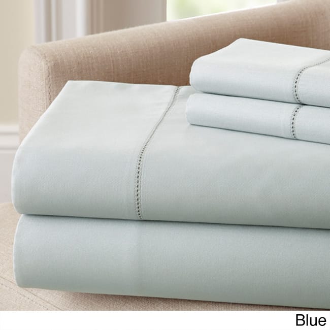 Amraupur Overseas 400 Thread Count 100-percent Cotton 4-piece Sheet Set with Single Hemstitch