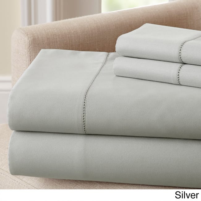 Amraupur Overseas 400 Thread Count 100-percent Cotton 4-piece Sheet Set with Single Hemstitch