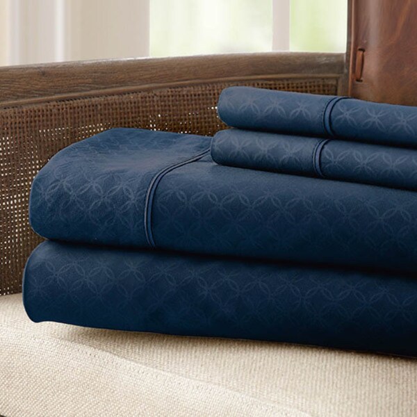 Amraupur Overseas Microfiber 4-piece Dylan Embossed Sheet Set