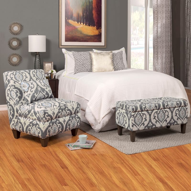 Buhrer Blue Slate Decorative Storage Bench