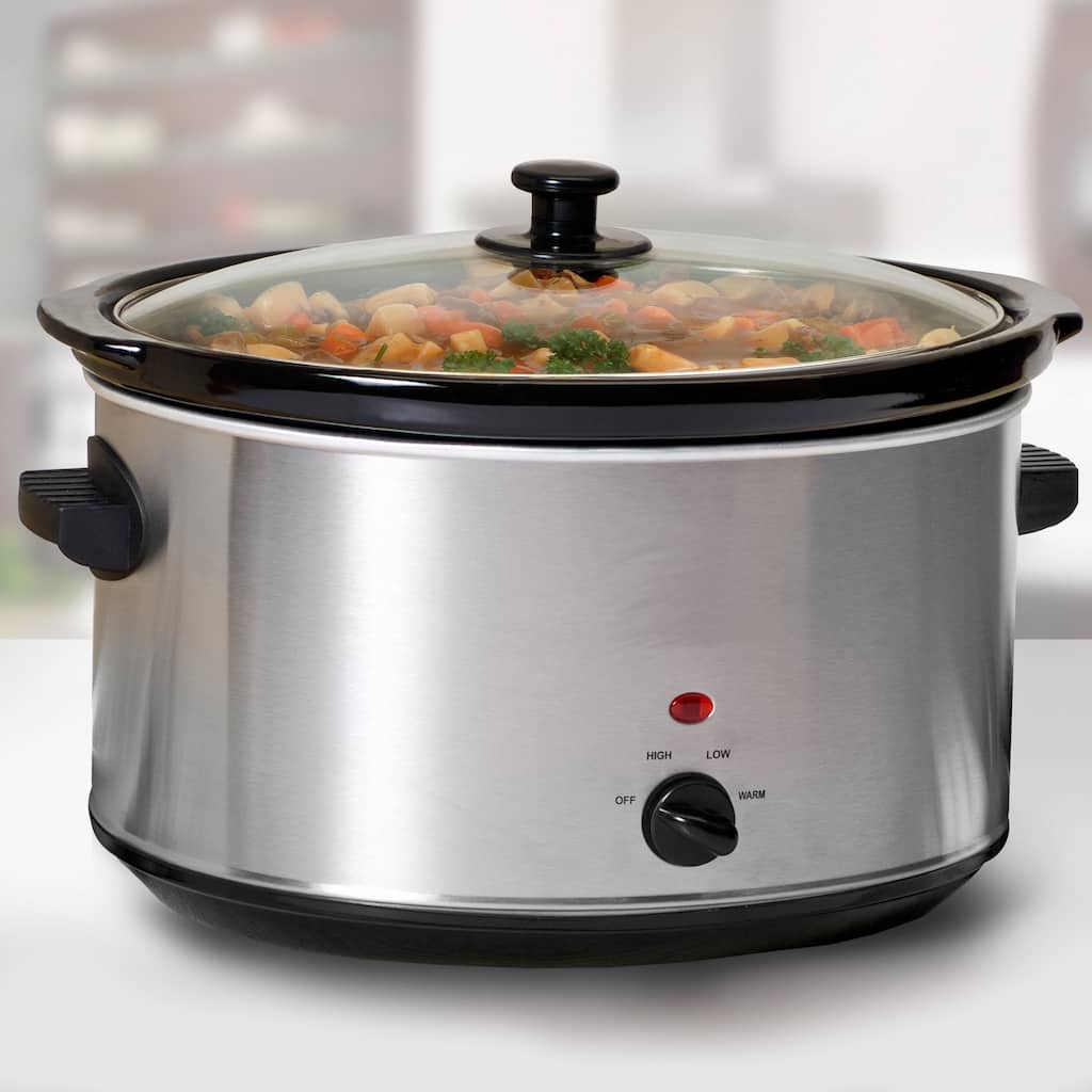Furniture of America Tempe Stainless Steel 8.5-quart Slow Cooker