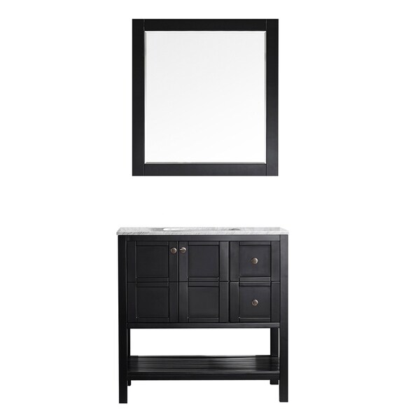 Florence 36" Single Vanity in Espresso with Carrara White Marble Top with Mirror
