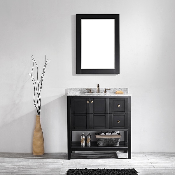 Florence 36 inch Single Vanity in White with Carrara White Marble Top