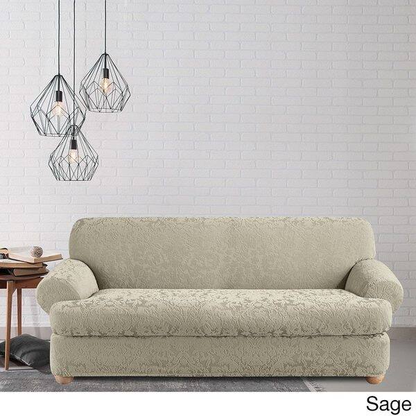 Sure Fit Stretch Jacquard Damask Two Piece T Cushion Sofa Sure Fit Stretch Jacquard Damask