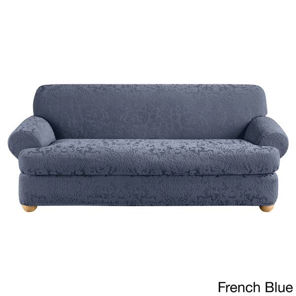 Sure Fit Stretch Jacquard Damask Two Piece T Cushion Sofa Fit Stretch Jacquard Damask Two Piece