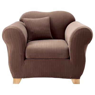Sure Fit Stretch Pinstripe Two-piece Chair Slipcover - 2Piece