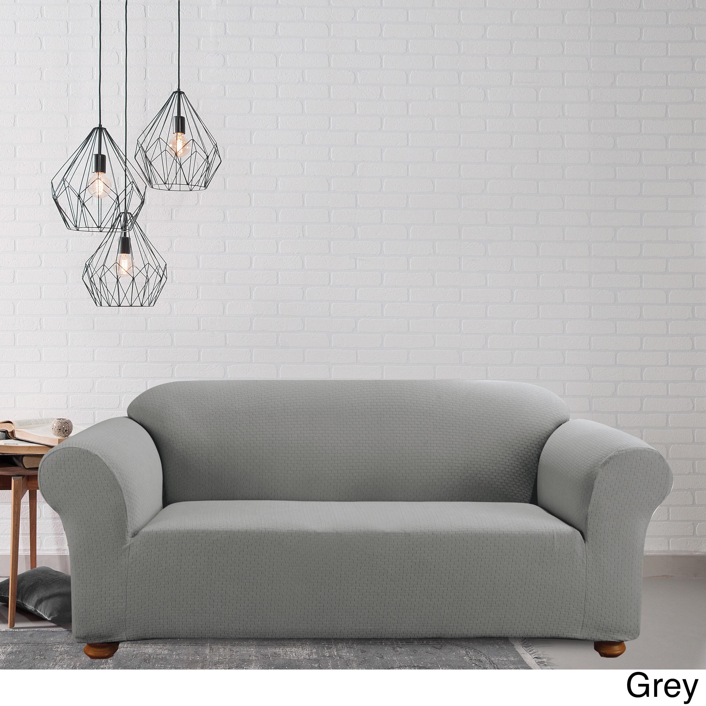 Sure Fit Simple Stretch Subway Tile One Piece Sofa Slipcover Subway Tile One Piece Sofa Slipcover