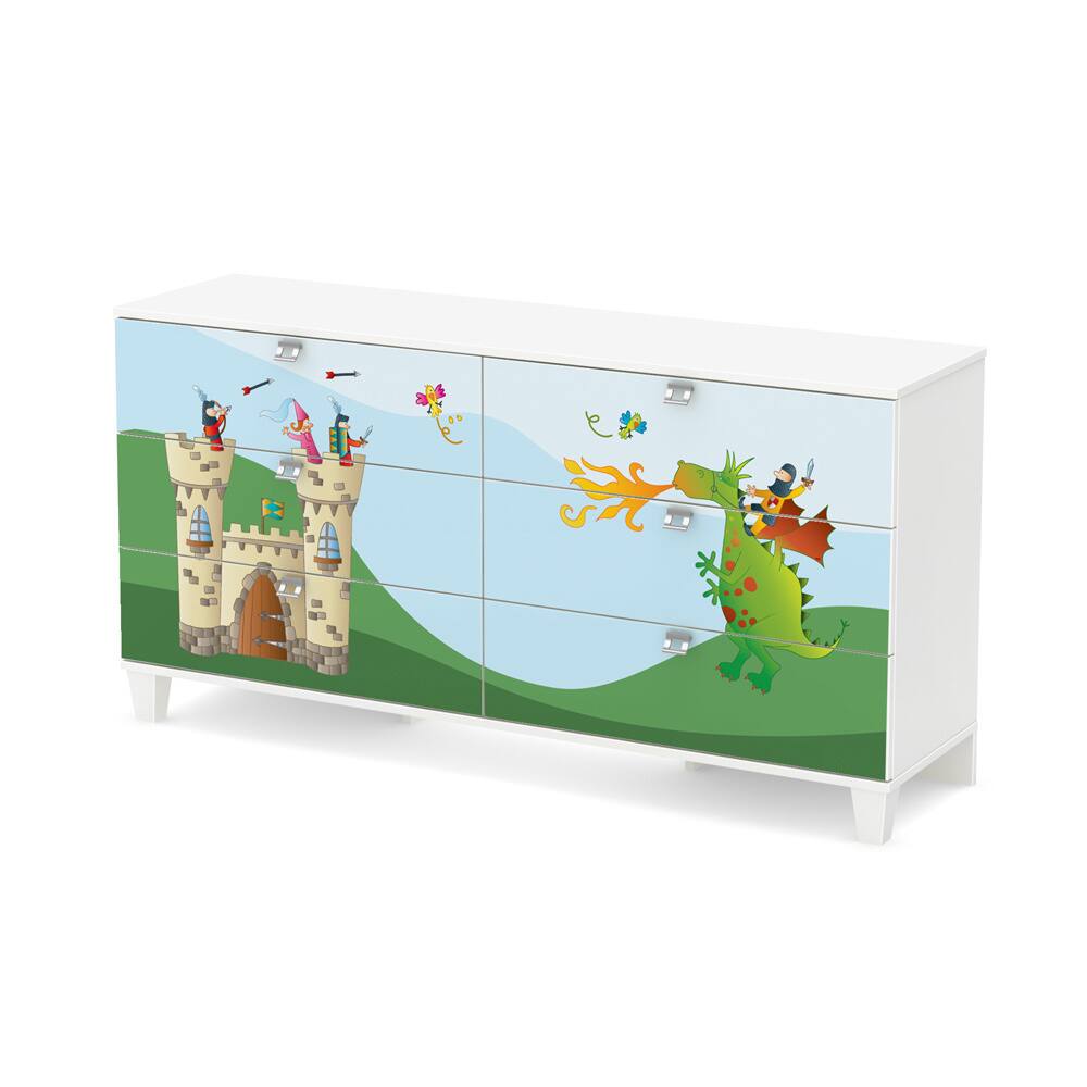 South Shore Andy 6-Drawer Double Dresser with Dragon and Castle Ottograff Decals