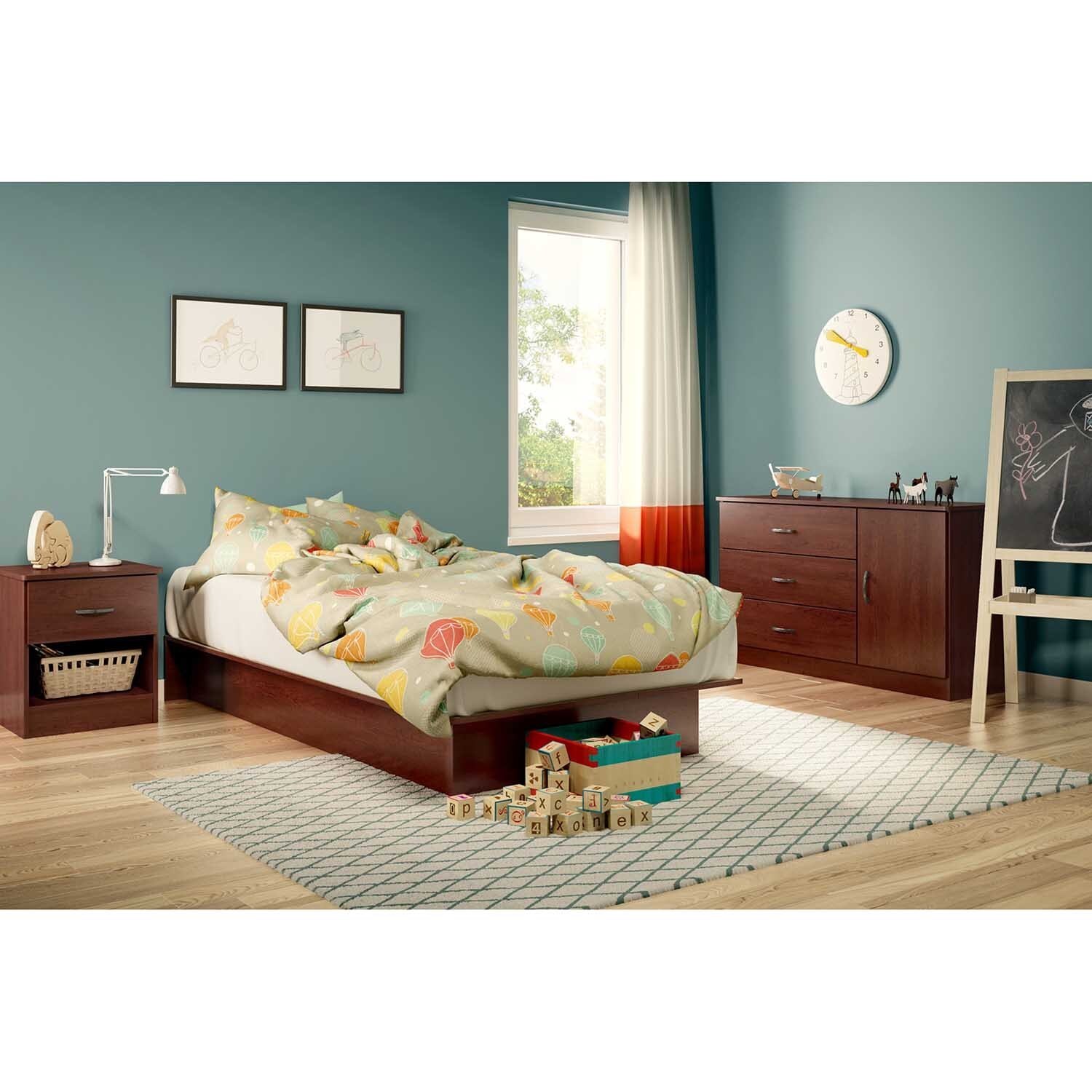 Home Garden South Shore Libra 1 Drawer Nightstand Chocolate Kids Room Nursery Bedside Table Futons Frames Covers