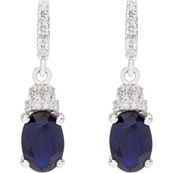 Viducci 10k White Gold Oval Gemstone And 1 8ct Tdw Diamond Drop Viducci 10k White Gold Oval Gemstone And 1 8ct Tdw Diamond Drop Earrings G H