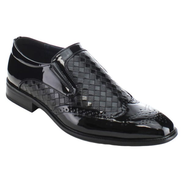 Men’s Strip Fabric Patent Side Detailing Slip On Loafers Men’s Strip Fabric Patent Side Detailing Slip On Loafers