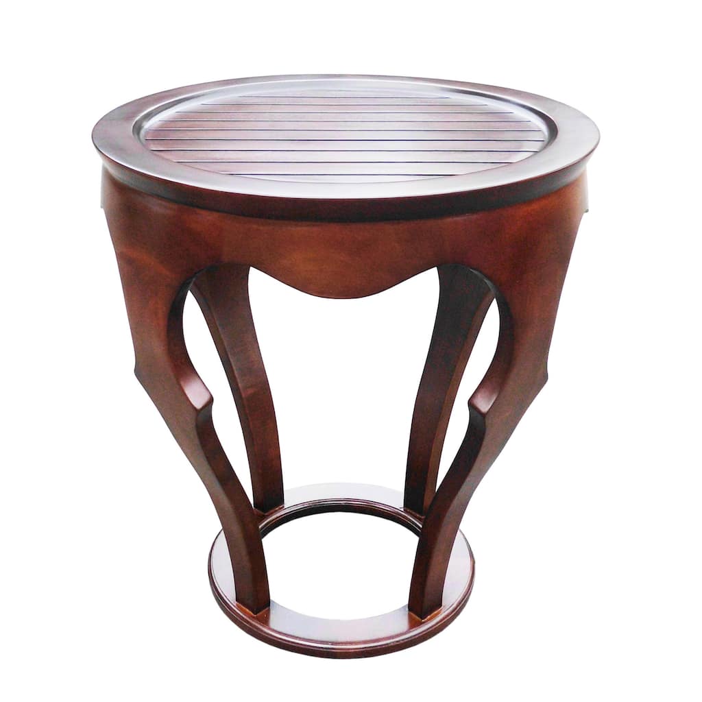 Handmade D-ARt Mahogany Baronnes Round Lamp Table (Indonesia)