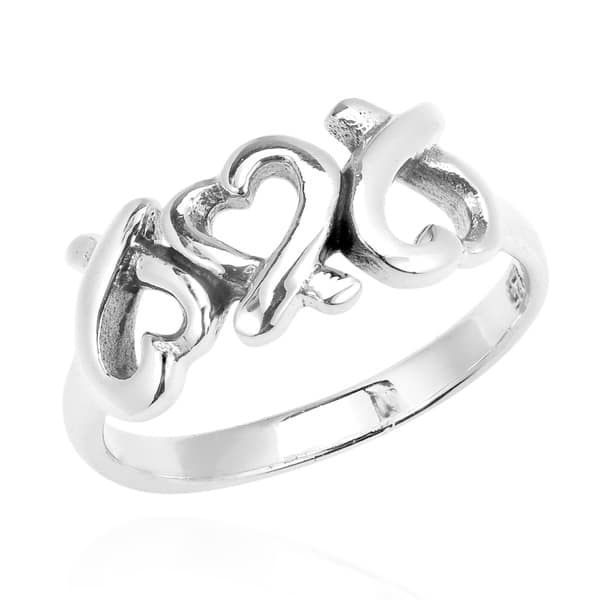 Love and Friendship Ring Sterling Silver Cubic Zirconia Eternal Heart Ring
