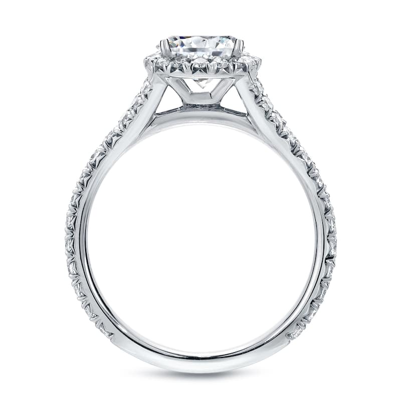 Auriya 1 1/2ct TDW GIA Certified Round Diamond Halo Engagement Ring 18k White Gold (F-G, SI1-SI2)