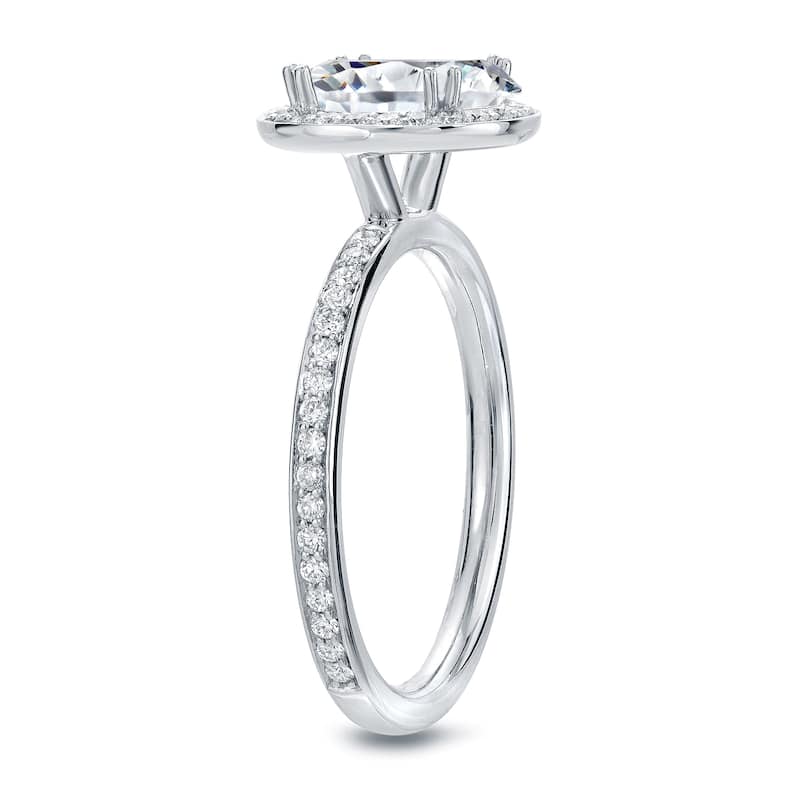 Auriya 2 2/5ct TDW Round Diamond Halo Engagement Ring 18k White Gold Certified (G-H, SI1-SI2)