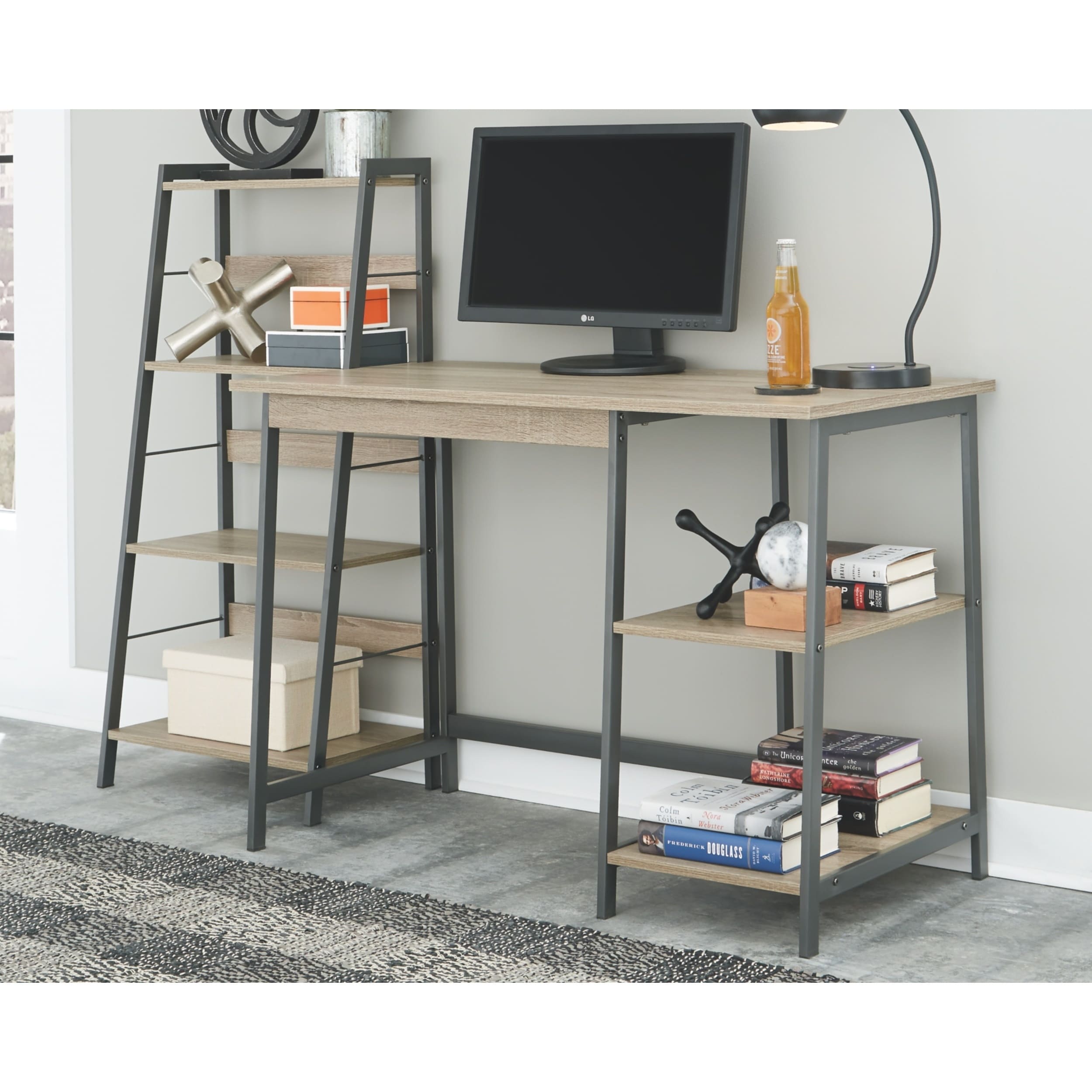 Signature Design by Ashley Home Office Desk and Shelf, Brown/Black - On  Sale - Overstock - 10296550