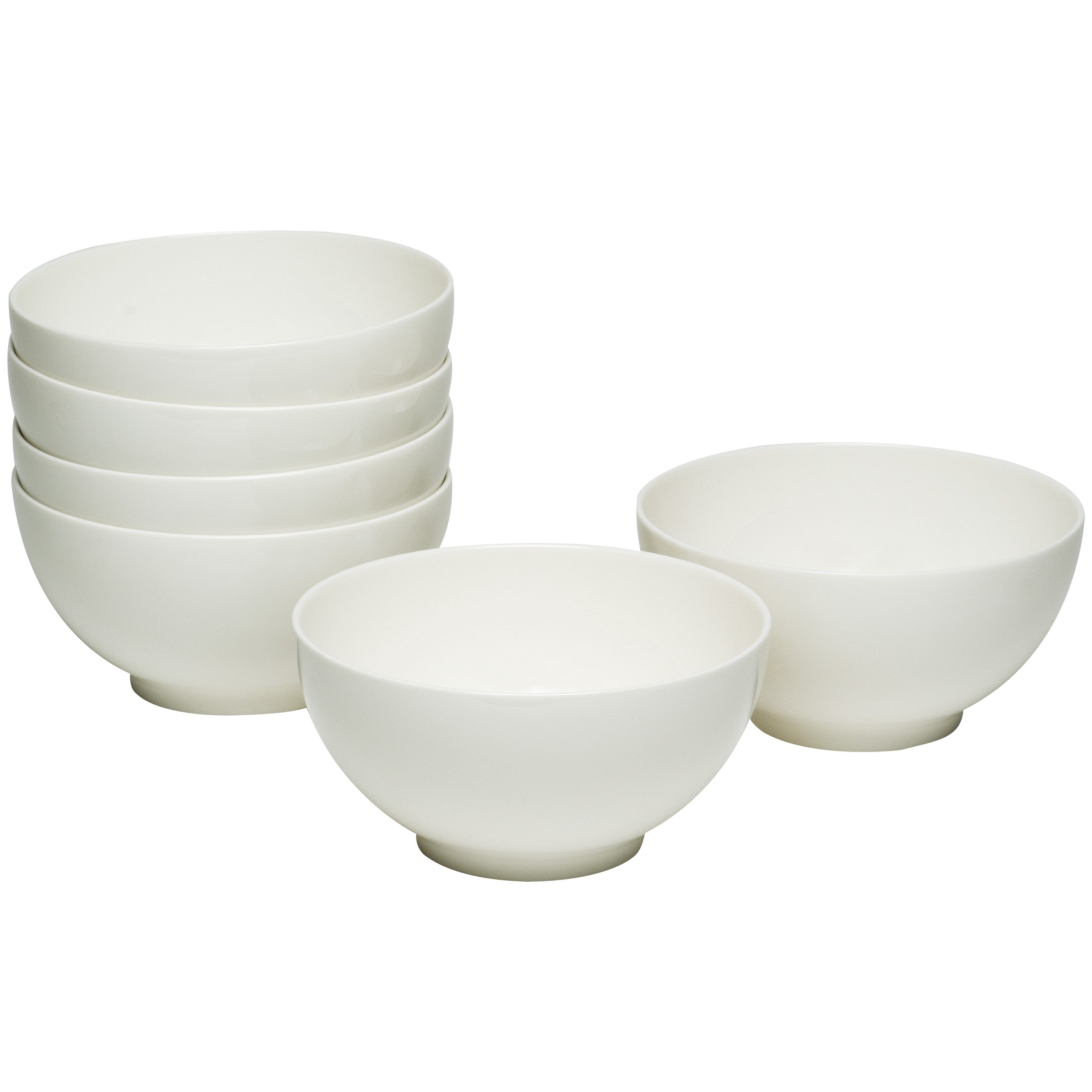 MALACASA Elisa 15 oz. White Porcelain Cereal Bowl White Rice Bowl