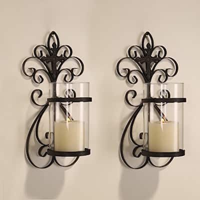 Adeco Iron And Gl Vertical Wall Hanging Candle Holder Vertical Wall Hanging Candle Holder