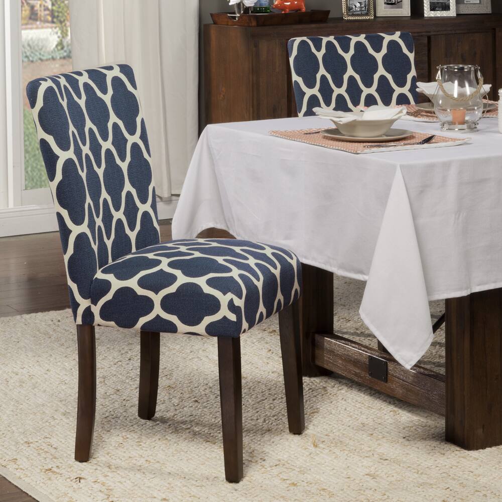 HomePop Classic Parsons Dining Chair - Geo Brights Navy Blue (Set of 2)