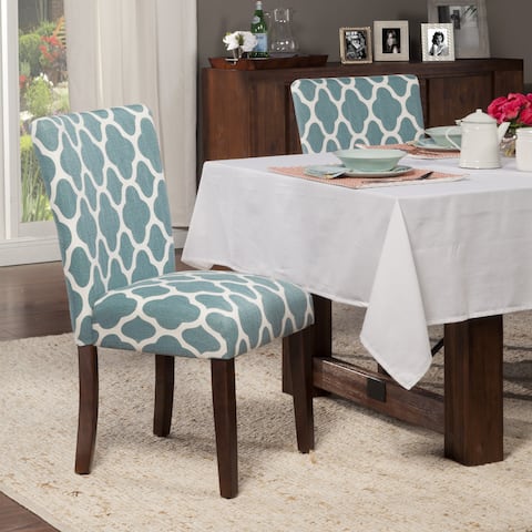 HomePop Classic Parsons Dining Chair - Geo Brights Teal (Set of 2)
