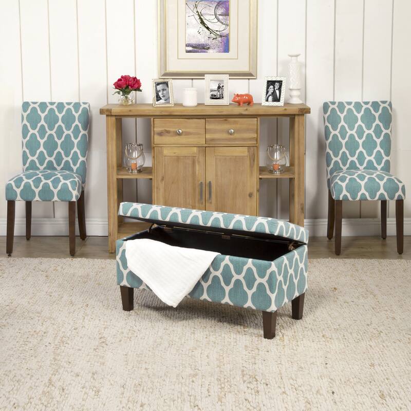 HomePop Classic Parsons Dining Chair - Geo Brights Teal (Set of 2)