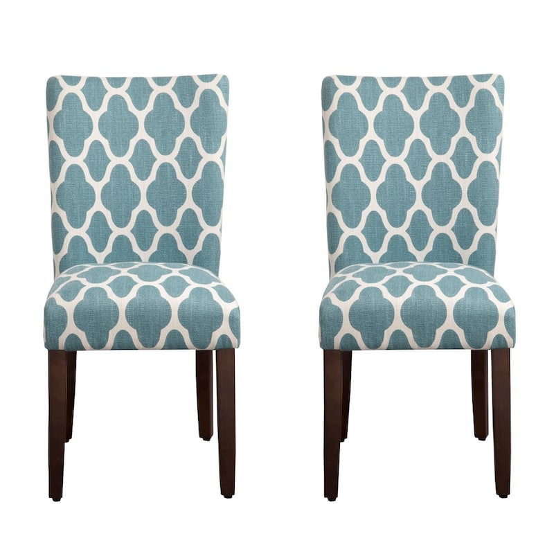 HomePop Classic Parsons Dining Chair - Geo Brights Teal (Set of 2)
