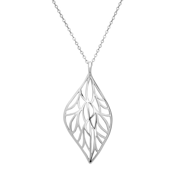 Shop La Preciosa Sterling Silver Leaf Pendant - Free Shipping On Orders ...