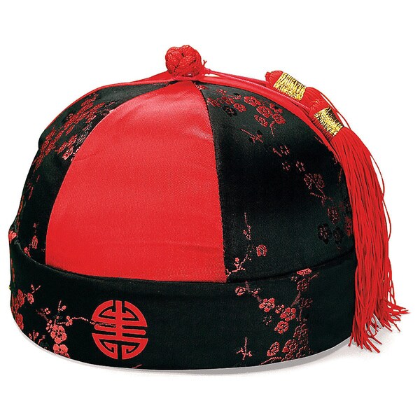 Shop Men's Red Mandarin Hat with Tassels Free Shipping On Orders Over