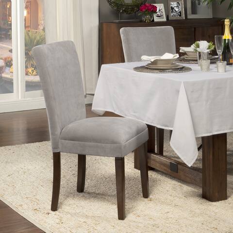 HomePop Dove Grey Velvet Parson Chairs (Set of 2)