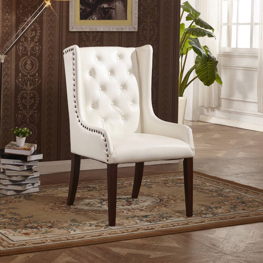 Classic Faux Leather Sloped Arm Dining Chair with Pillow