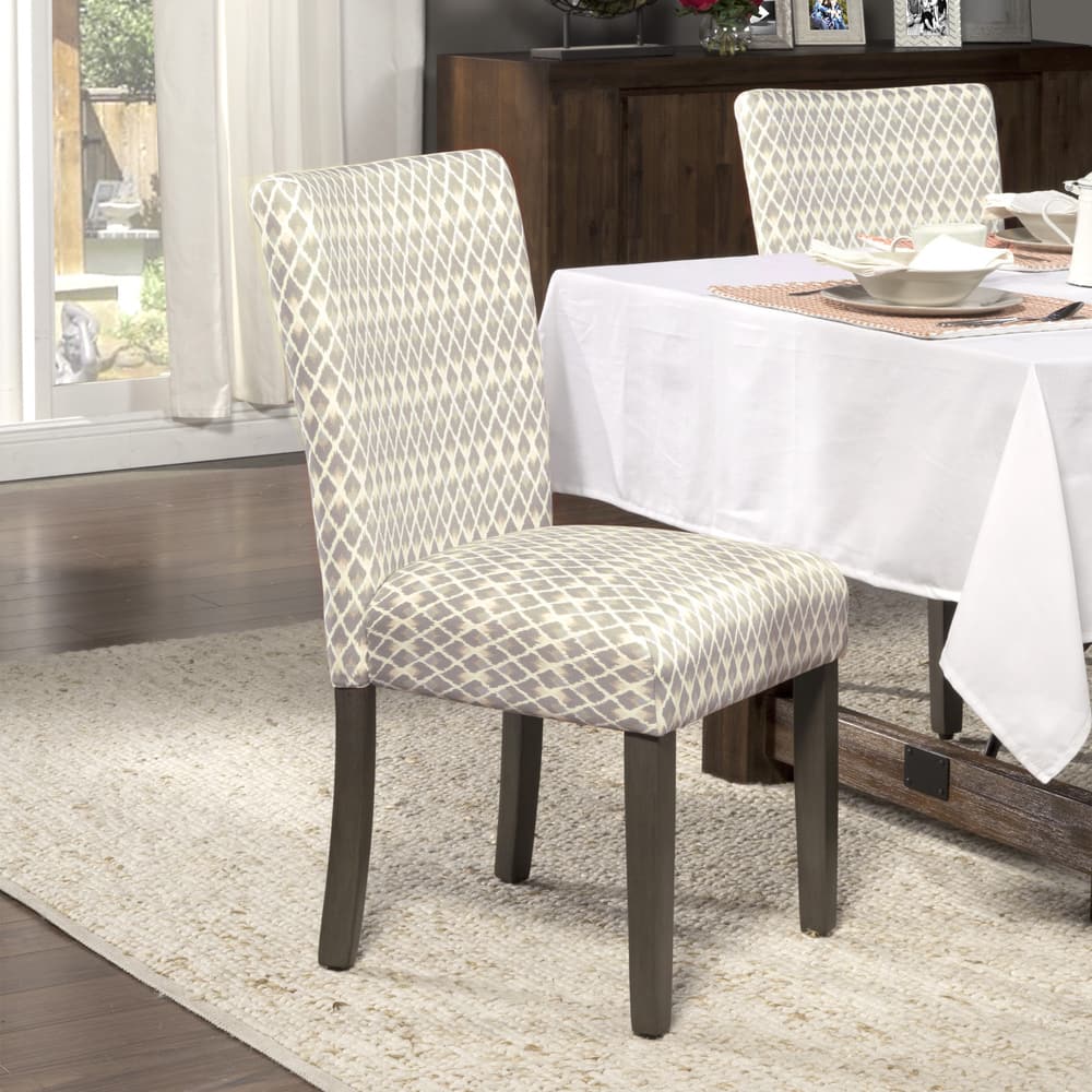 HomePop Gray Diamond Parson Chairs (Set of 2)